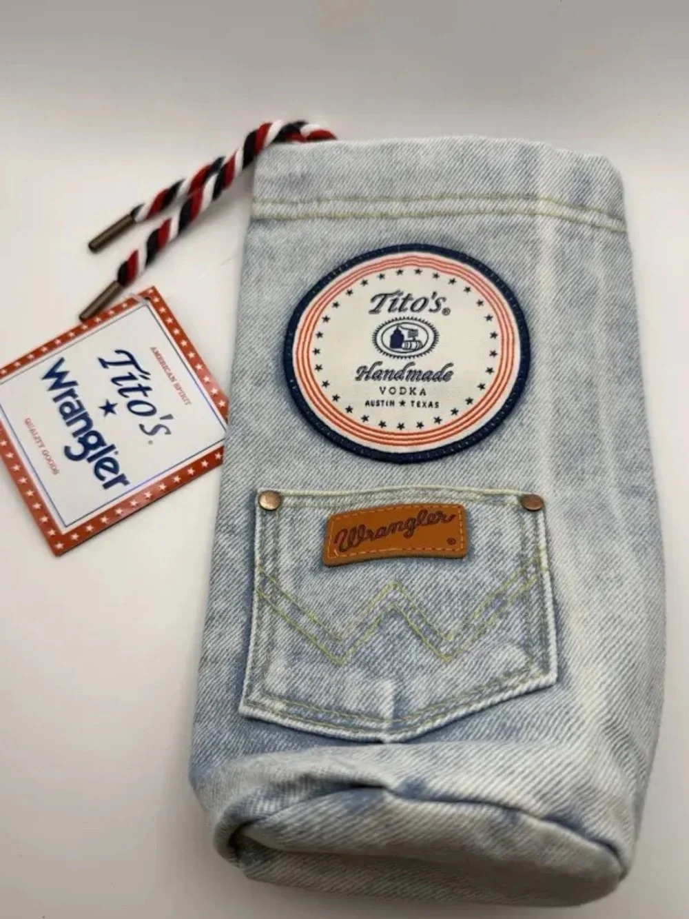 Wrangler x Tito's Light Blue Denim Bottle Pouch